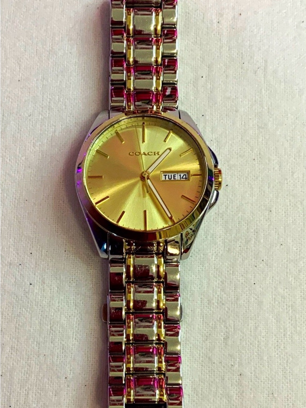 Classy and Chic Coach Two-Tone Gold and Silver Bracelet Watch (Y-21)